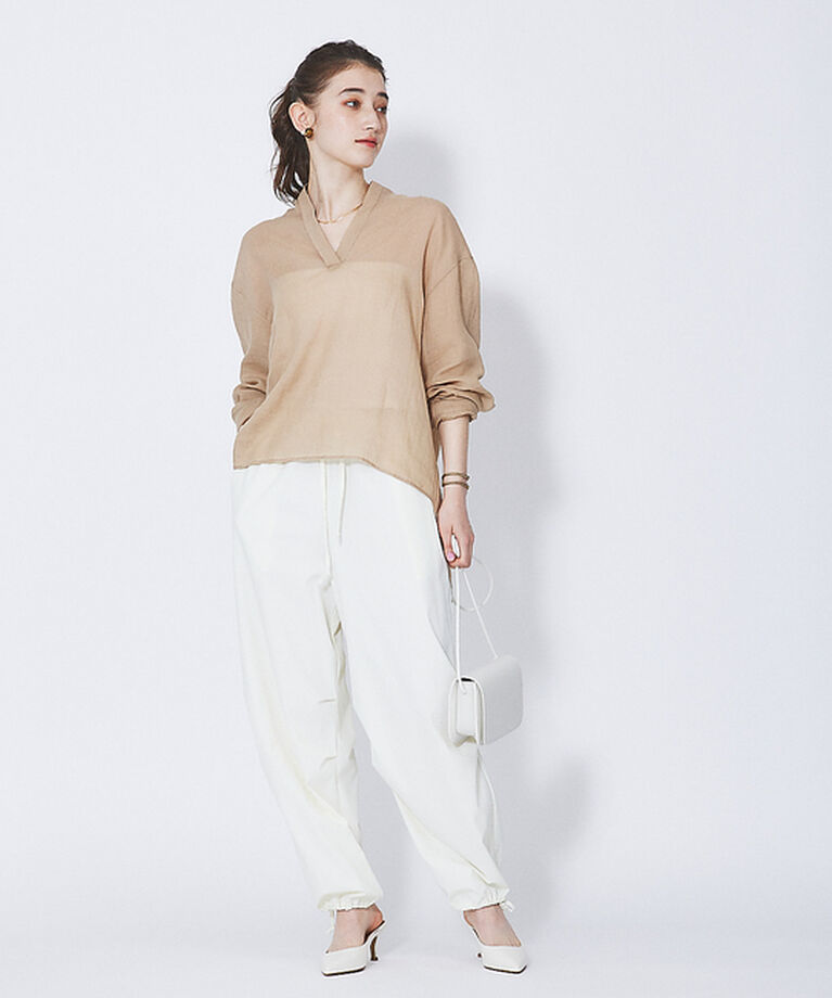 Rouge vif「麻バックスリットVネックシャツ」|シャツ・ブラウス|