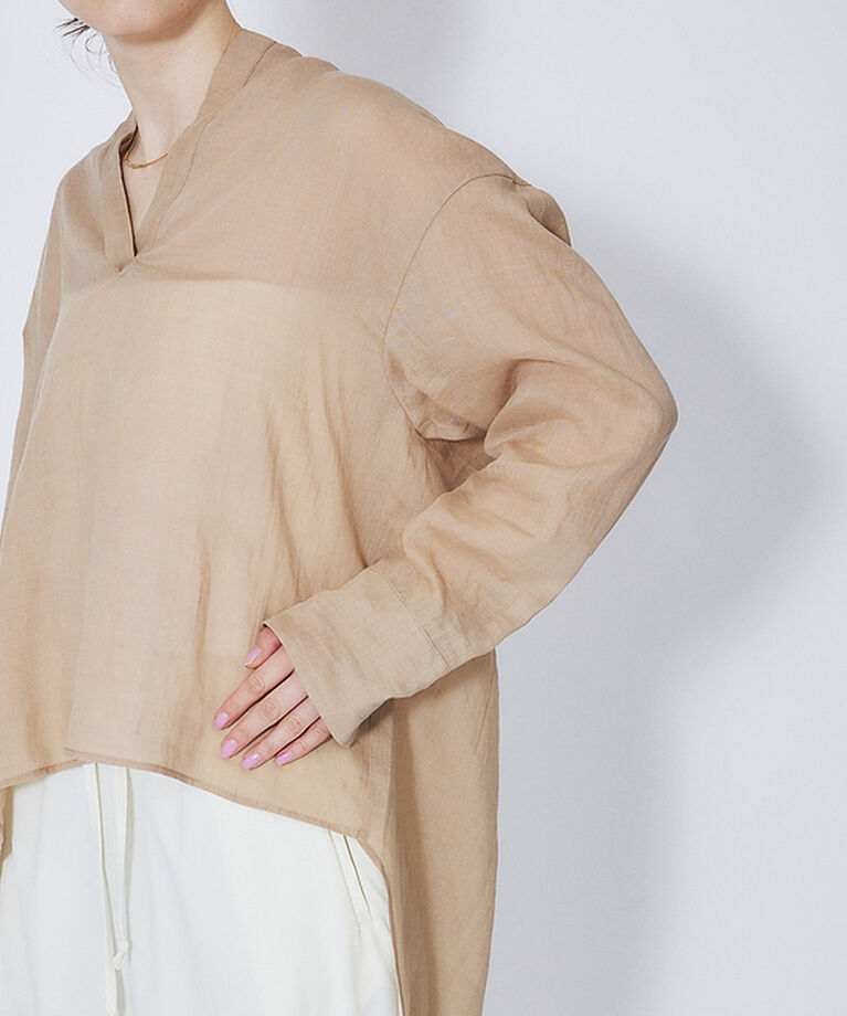 Rouge vif「麻バックスリットVネックシャツ」|シャツ・ブラウス|
