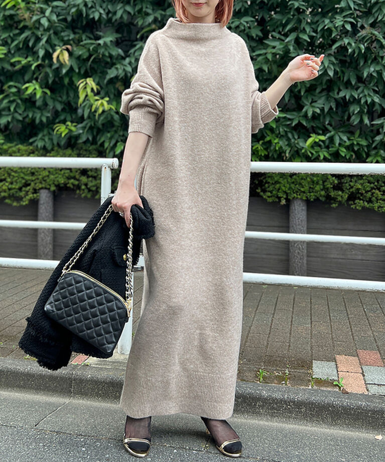 Rouge vif「MIX調ニットロングワンピース」|ワンピース|ベージュ