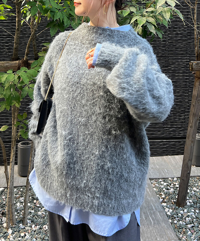Rouge vif「【一部店舗限定】　シャギーフォルムボトルネックニット」|ニット・セーター|チャコールグレー