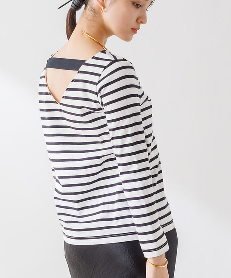Rouge vif「バックVボーダー ロンT」|Tシャツ・カットソー|ブラック