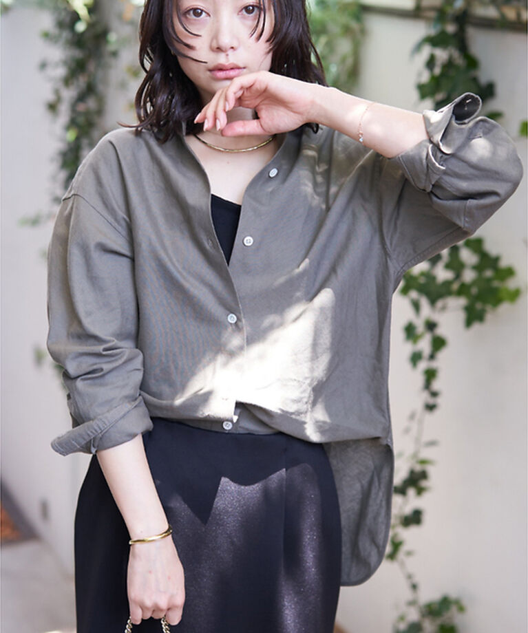 Rouge vif「綿麻レギュラー ナチュラルシャツ」|シャツ・ブラウス|グレージュ