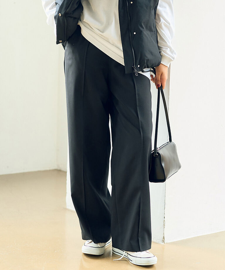 Rouge vif「ウールライクイージーストレートパンツ」|その他|ブラック
