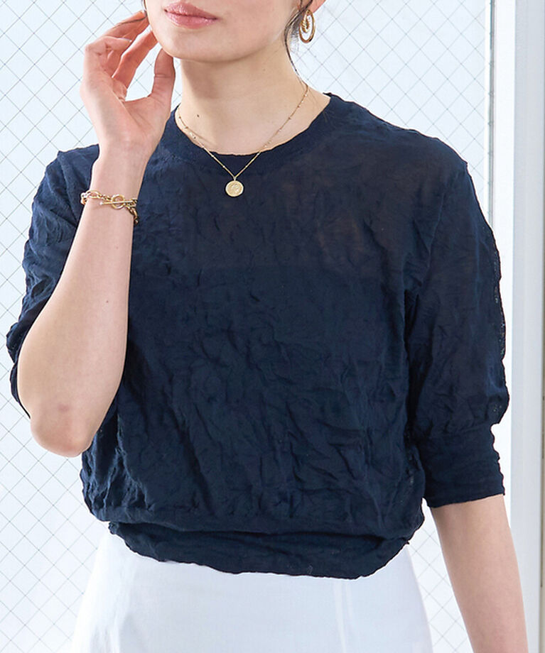 Rouge vif「キャッチワッシャーニットプルオーバー」|ニット・セーター|ネイビー
