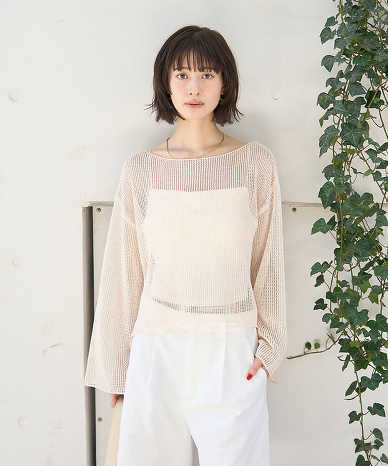 Rouge vif「シアーメッシュペーパーニットプルオーバー」|ニット・セーター|