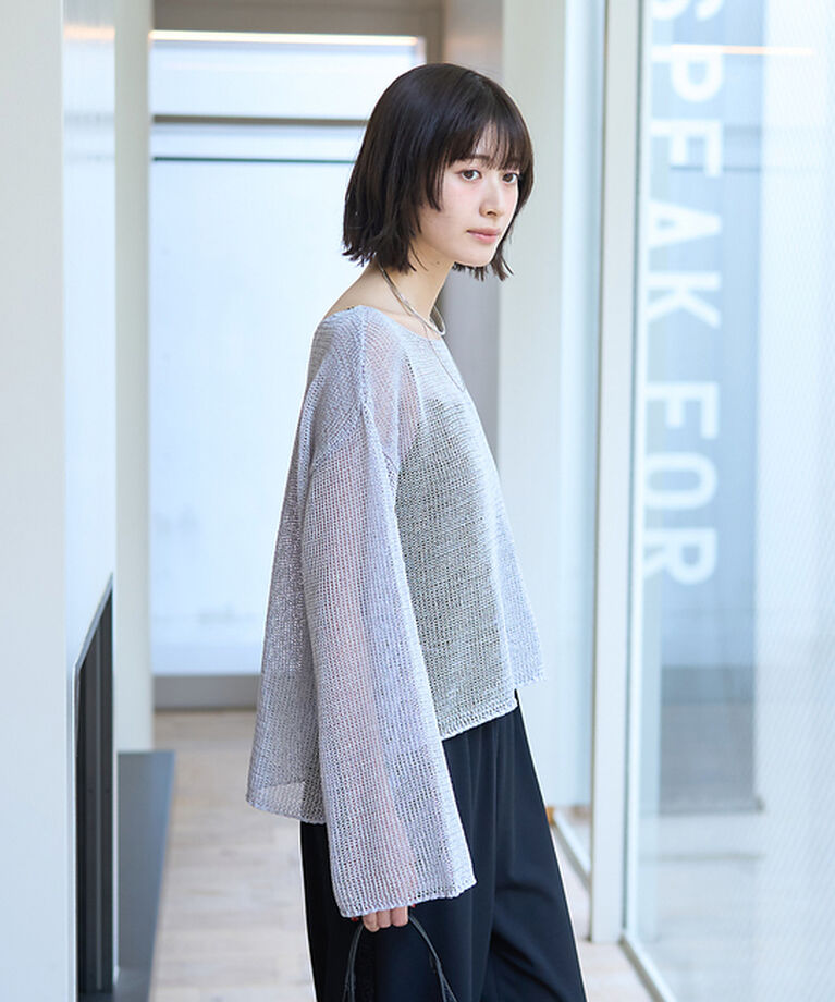 Rouge vif「シアーメッシュペーパーニットプルオーバー」|ニット・セーター|