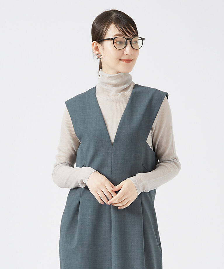 qualite「ウールトロVネックワンピース」|ワンピース|