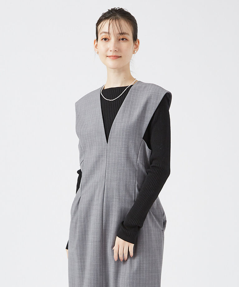 qualite「ウールトロVネックワンピース」|ワンピース|