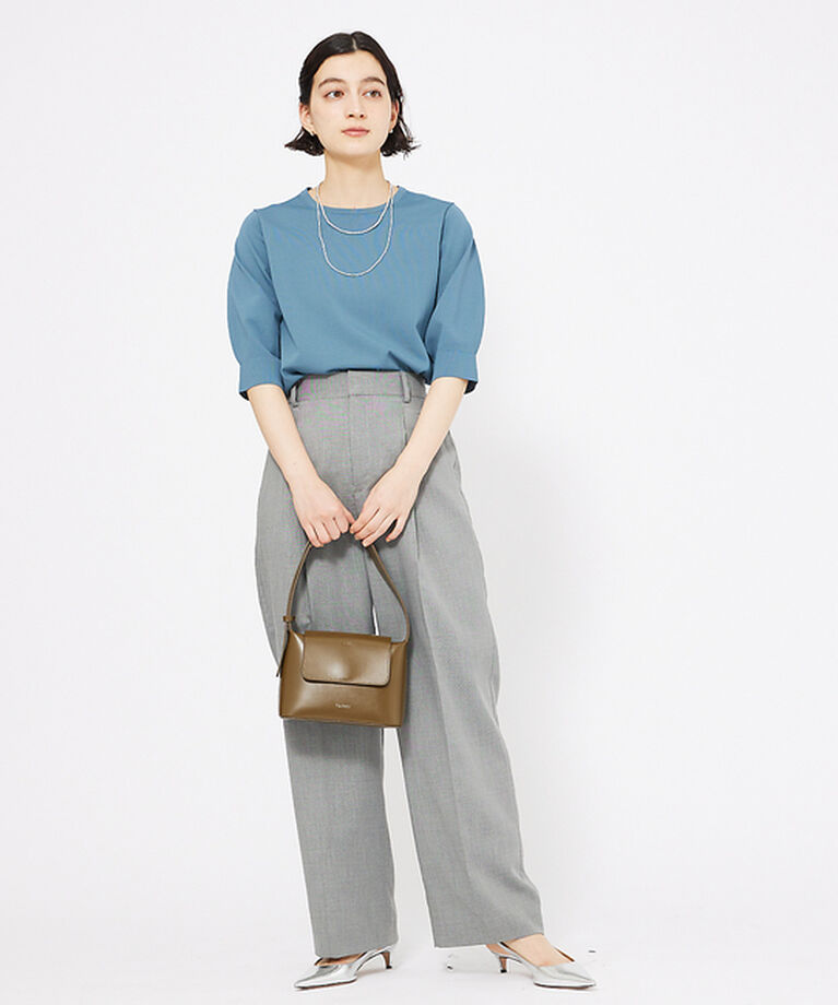 qualite「シャークスキンストレートパンツ」|スラックス|