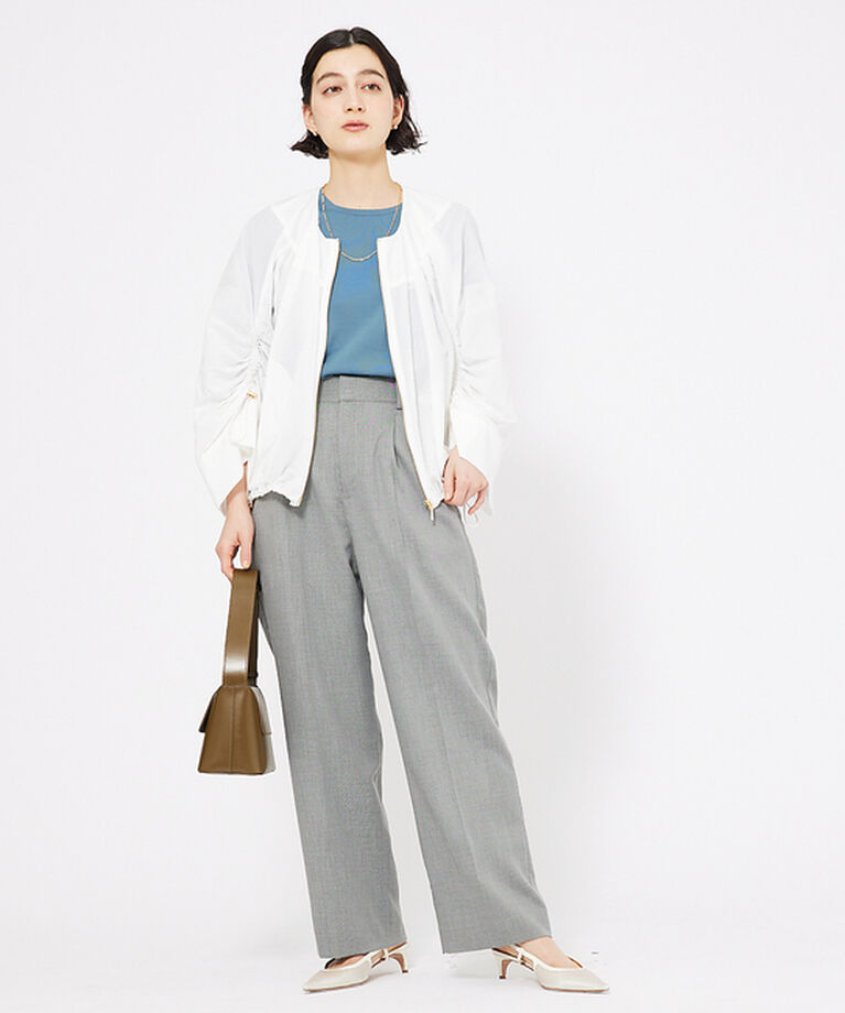 qualite「シャークスキンストレートパンツ」|スラックス|