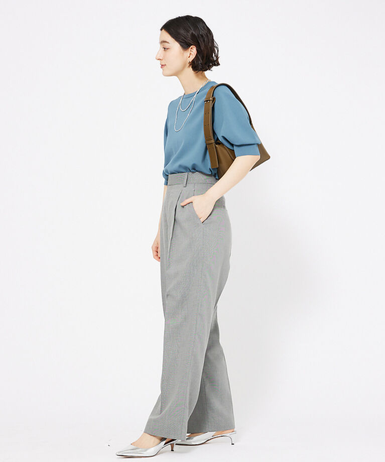 qualite「シャークスキンストレートパンツ」|スラックス|