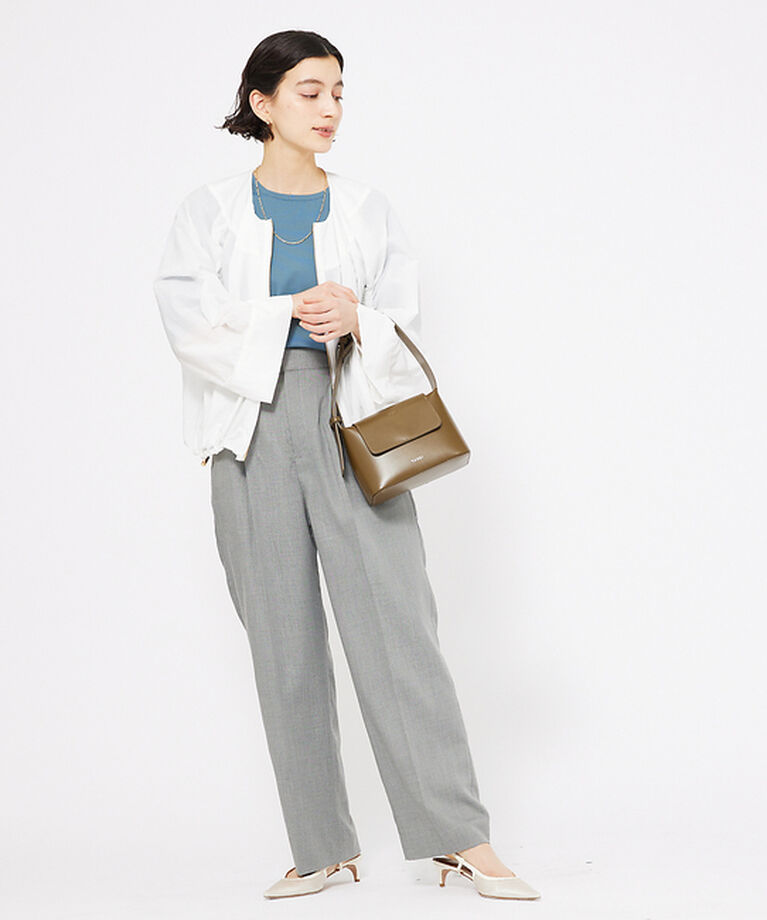 qualite「シャークスキンストレートパンツ」|スラックス|