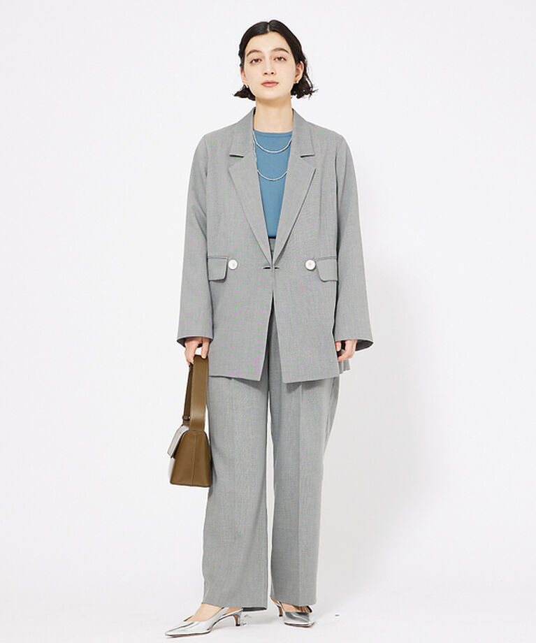 qualite「シャークスキンストレートパンツ」|スラックス|