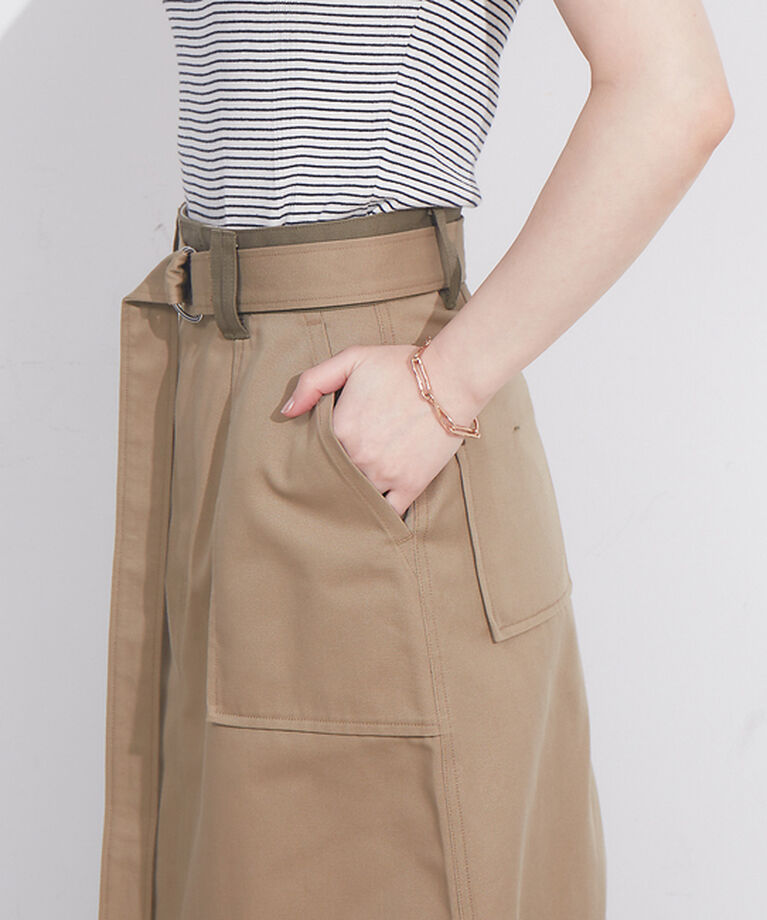 NOMINE「【Dickiesコラボ 別注】ウエスト配色 ベルトチノロングスカート」|スカート|