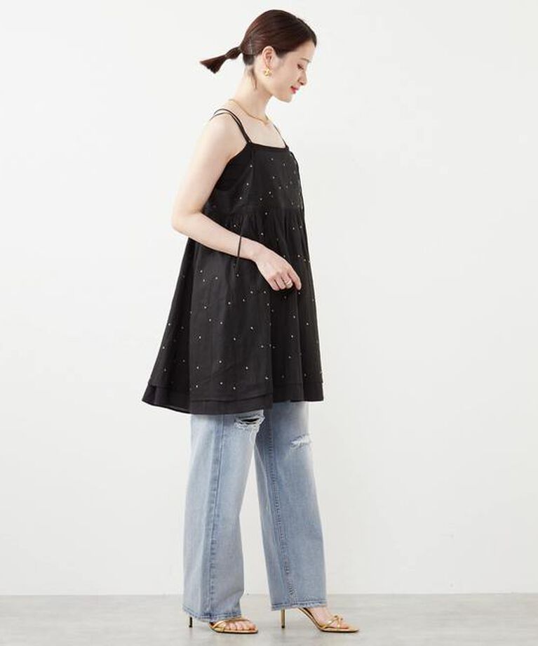 Soffitto「ドット刺繍キャミワンピース」|ワンピース|