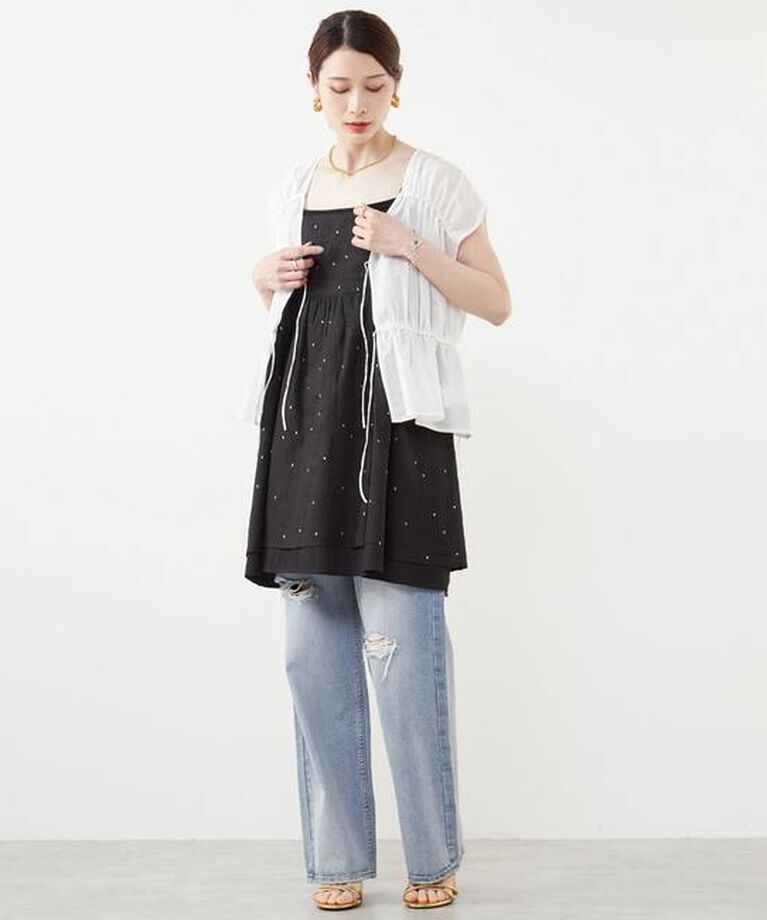 Soffitto「ドット刺繍キャミワンピース」|ワンピース|