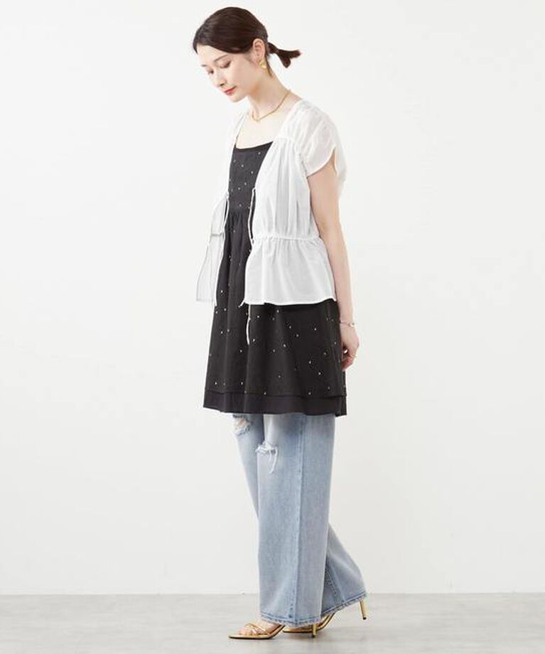 Soffitto「ドット刺繍キャミワンピース」|ワンピース|