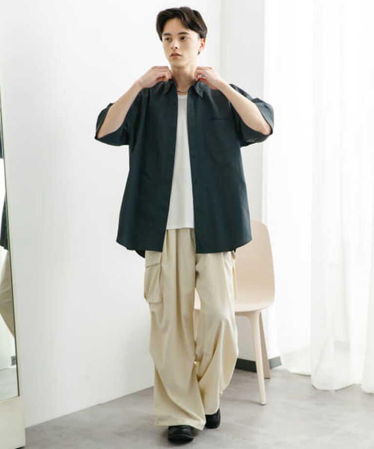 SENSE OF PLACE by URBAN RESEARCH「SENSE OF PLACE ナイロンレギュラーカラールーズショートスリーブシャツ」|シャツ・ブラウス|