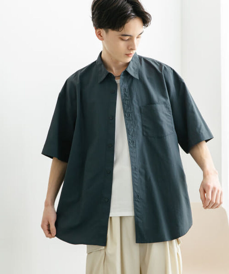 SENSE OF PLACE by URBAN RESEARCH「SENSE OF PLACE ナイロンレギュラーカラールーズショートスリーブシャツ」|シャツ・ブラウス|GRAY
