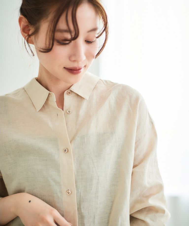 「《さらっとした着心地》コットン麻オーバーシャツ」|シャツ・ブラウス|