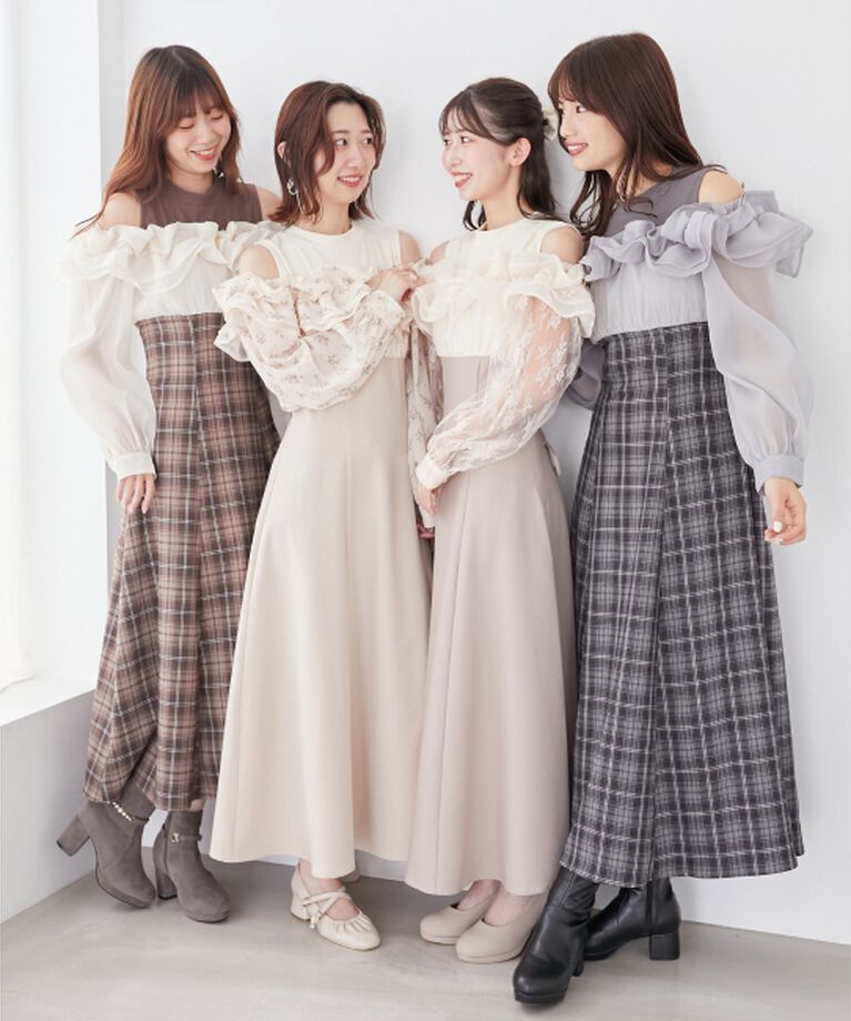  「ウエストきゅっとミルフィーユワンピ」|ワンピース|