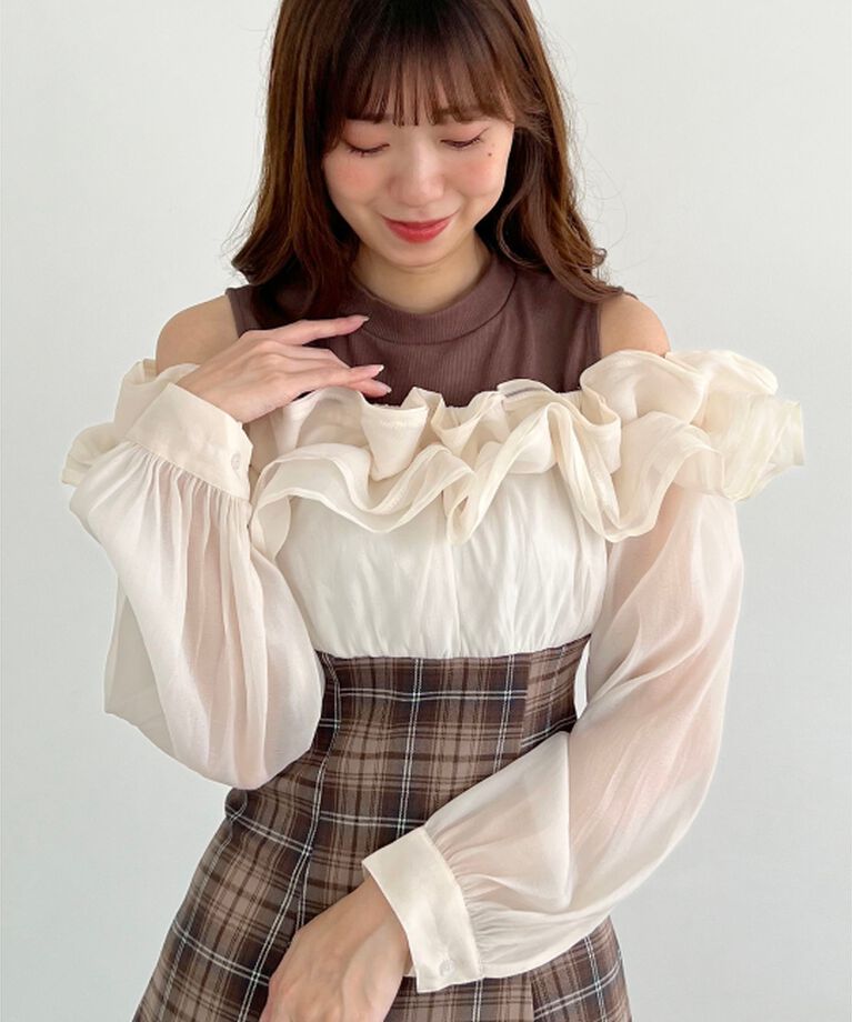  「ウエストきゅっとミルフィーユワンピ」|ワンピース|