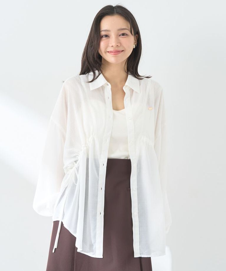 earth music&ecology「ウエストドロストシアーシャツ」|シャツ・ブラウス|White