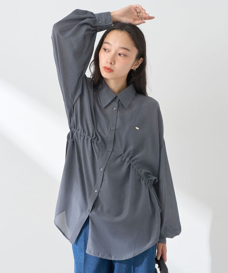 earth music&ecology「ウエストドロストシアーシャツ」|シャツ・ブラウス|Gray