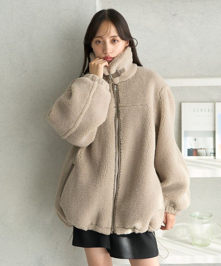 earth music&ecology「ボアルーズブルゾン」|ブルゾン・スタジャン|Gray Beige