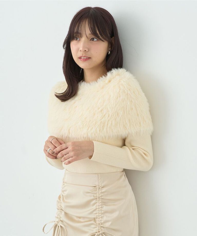 earth music&ecology「SET2点ケープ+リブニットプルオーバー」|ニット・セーター|