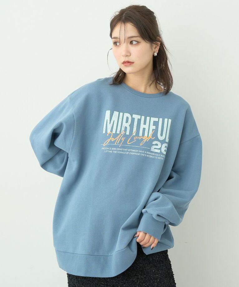 earth music&ecology「ヴィンテージ風裏毛ロゴプルオーバー」|スウェット・ジャージ|Blue
