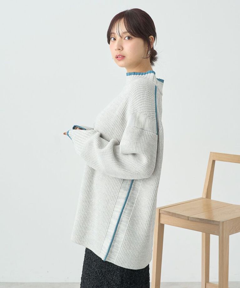 earth music&ecology「ライン入りハイネックニットチュニック」|チュニック|
