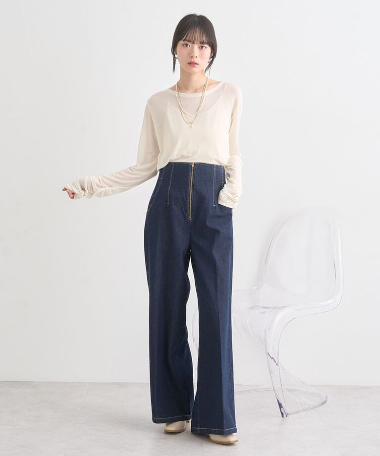 earth music&ecology「シャーリングスリーブシアープルオーバー」|Tシャツ・カットソー|