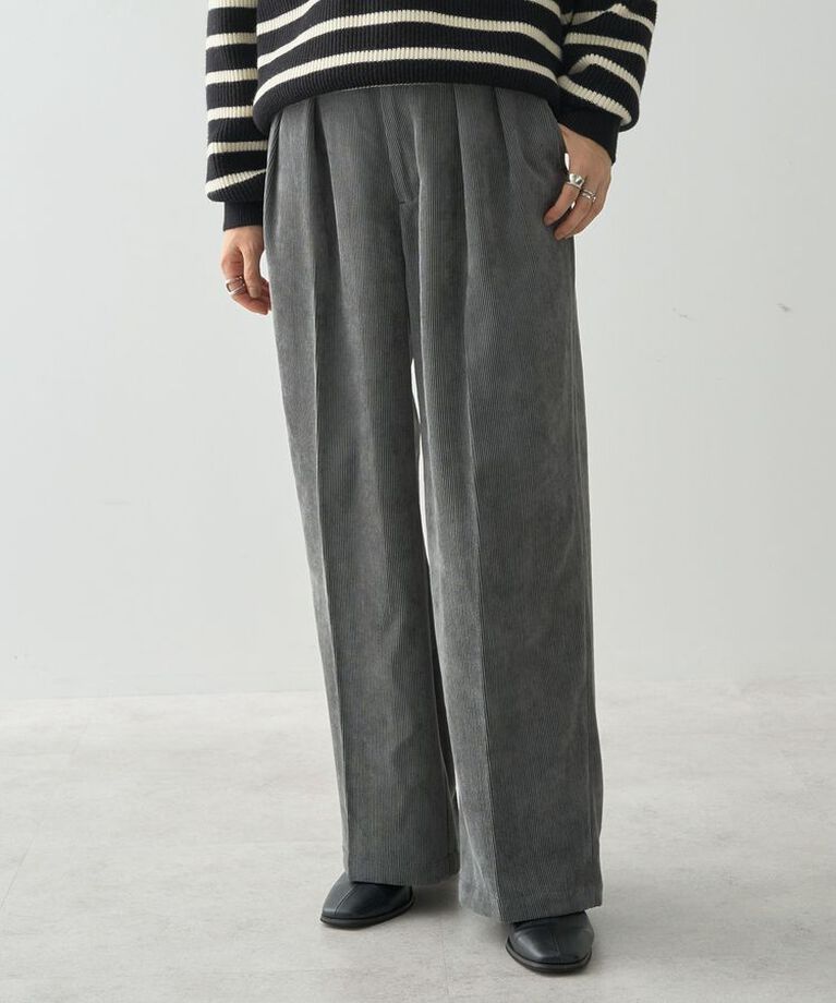 AMERICAN HOLIC「コーデュロイタックワイドパンツ」|その他|Charcoal Gray