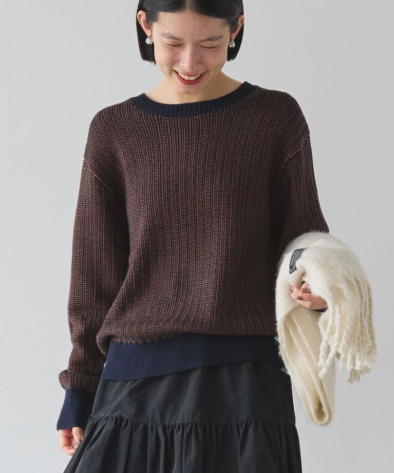AMERICAN HOLIC「バイパチヘリンボン編みニットプルオーバー」|ニット・セーター|Navy