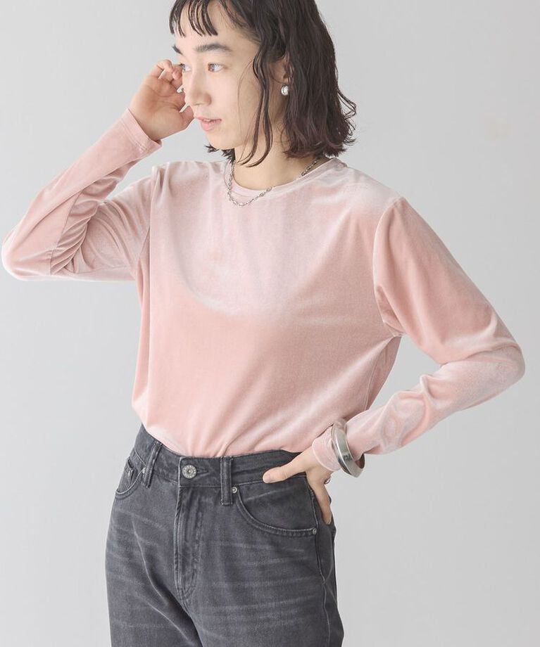 AMERICAN HOLIC「ベロアクルーネックカットプルオーバー」|Tシャツ・カットソー|