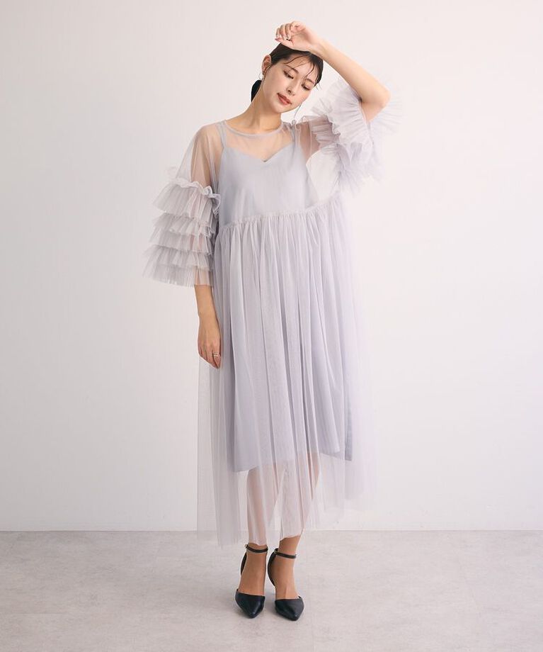 Green Parks「・Railme チュールワンピース(インナーOP付)」|ワンピース|Light Gray