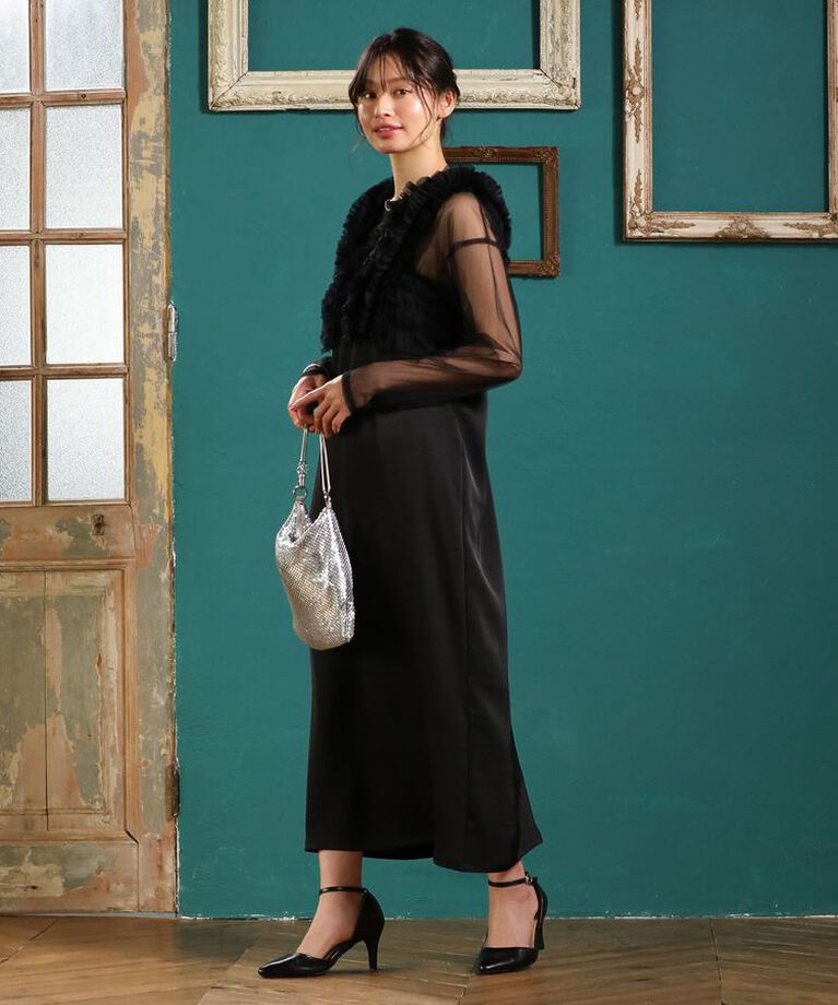 Green Parks「・Railme SET3点 チュールビスチェキャミワンピ」|ワンピース|Black
