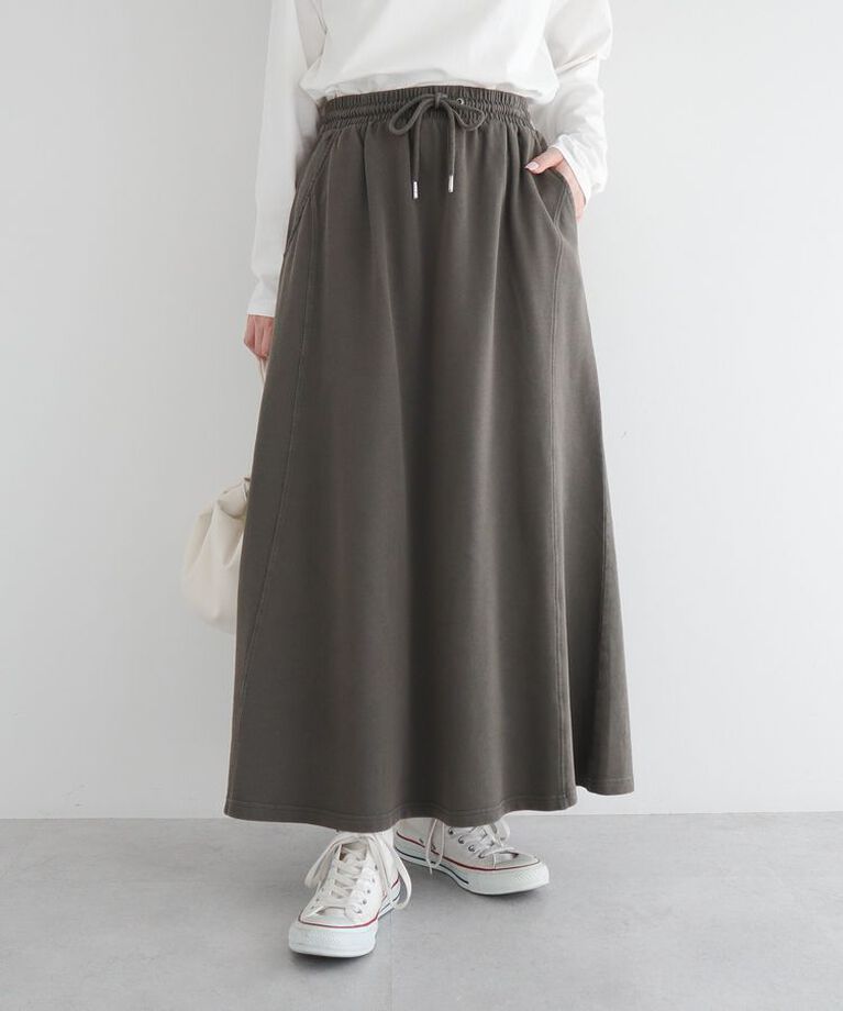 Green Parks「・SUGAR SPOON ピグメントスウェットスカート」|フレア|Charcoal Gray