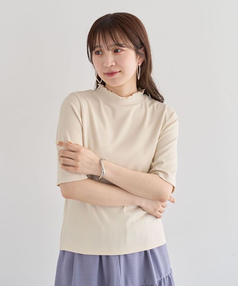 Green Parks「・Petit Fleur 5分袖メロウリブTEE」|Tシャツ・カットソー|Ivory