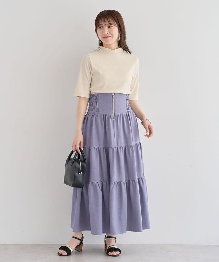 Green Parks「・Petit Fleur 5分袖メロウリブTEE」|Tシャツ・カットソー|