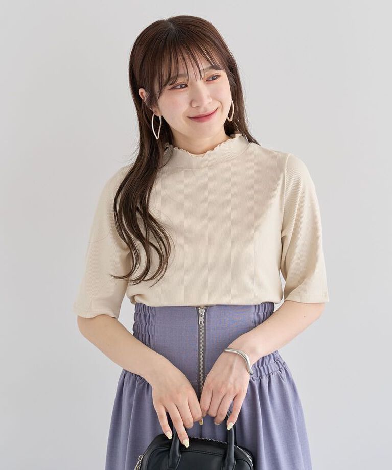 Green Parks「・Petit Fleur 5分袖メロウリブTEE」|Tシャツ・カットソー|