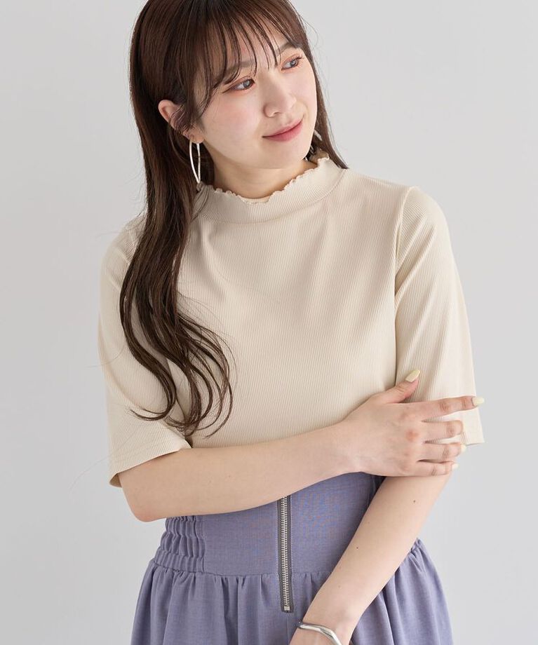 Green Parks「・Petit Fleur 5分袖メロウリブTEE」|Tシャツ・カットソー|