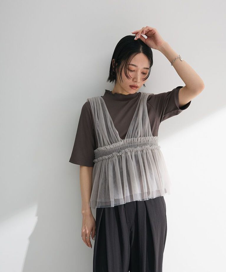 Green Parks「・Petit Fleur 5分袖メロウリブTEE」|Tシャツ・カットソー|