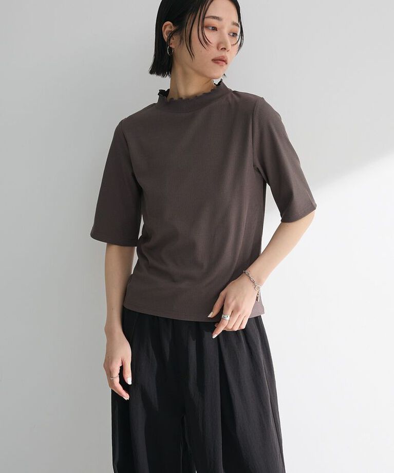 Green Parks「・Petit Fleur 5分袖メロウリブTEE」|Tシャツ・カットソー|