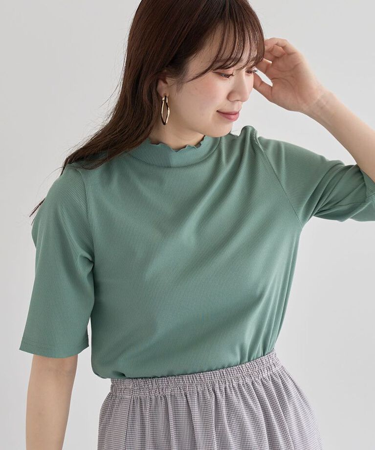 Green Parks「・Petit Fleur 5分袖メロウリブTEE」|Tシャツ・カットソー|Green