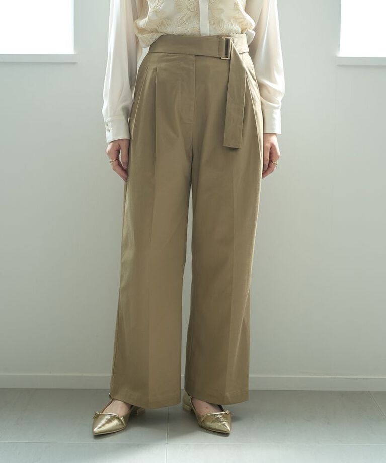 YECCA VECCA「ベルトデザインワイドパンツ」|その他|Beige