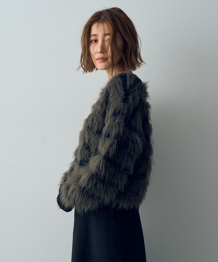 YECCA VECCA「フェザーボーダーニット」|ニット・セーター|