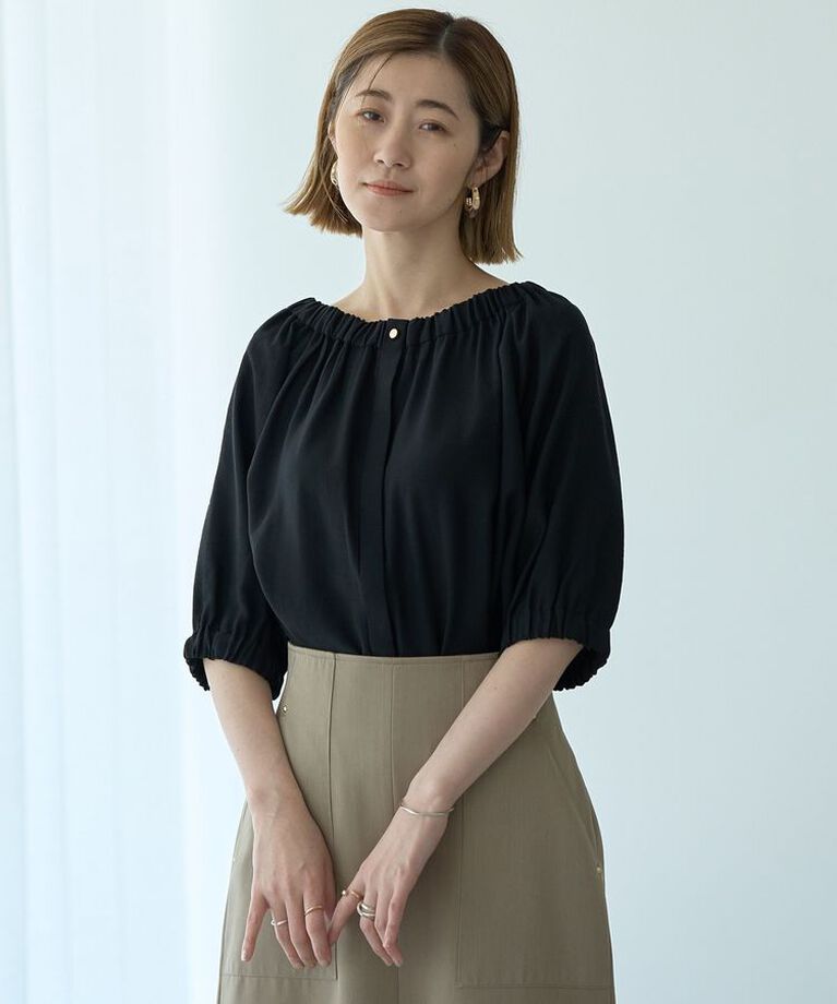 YECCA VECCA「2wayギャザーブラウス」|シャツ・ブラウス|Black