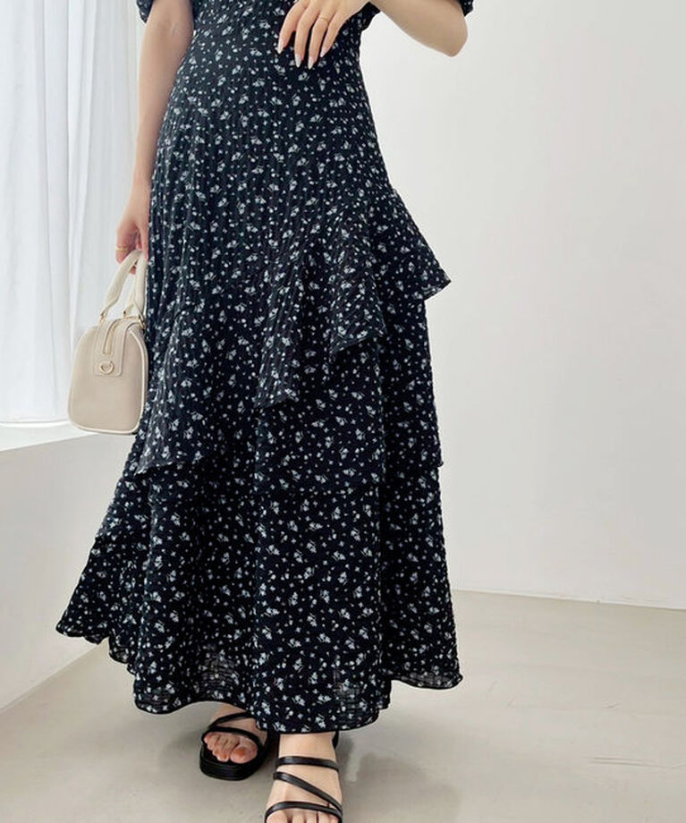  「【Black collection】イレヘムティアードロングワンピース」|ワンピース|